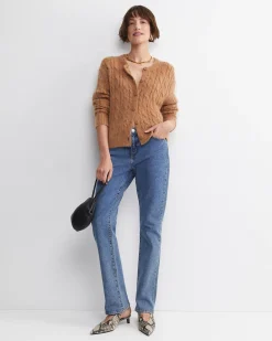 Fashion Sportscraft Tatiana Mohair Cable Cardigan in Camel