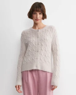 Outlet Sportscraft Tatiana Mohair Cable Cardigan in Oatmeal