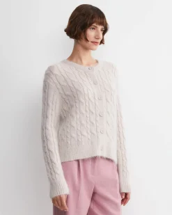 Outlet Sportscraft Tatiana Mohair Cable Cardigan in Oatmeal