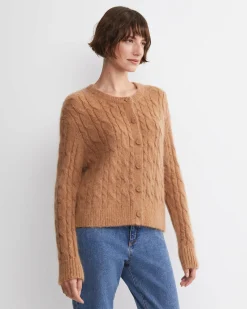 Fashion Sportscraft Tatiana Mohair Cable Cardigan in Camel