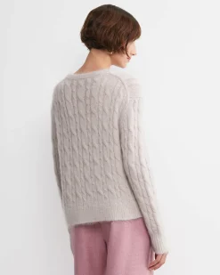 Outlet Sportscraft Tatiana Mohair Cable Cardigan in Oatmeal