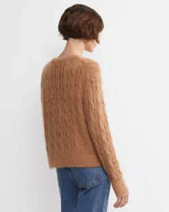 Fashion Sportscraft Tatiana Mohair Cable Cardigan in Camel