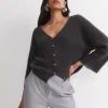 Discount Sportscraft Tatiana Mohair Cropped Cardigan in Charcoal