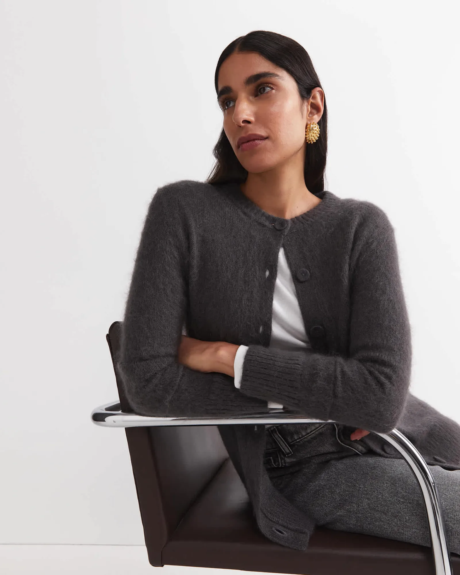 Outlet Sportscraft Tatiana Mohair Long Cardigan in Dark Charcoal DarkCharcoal