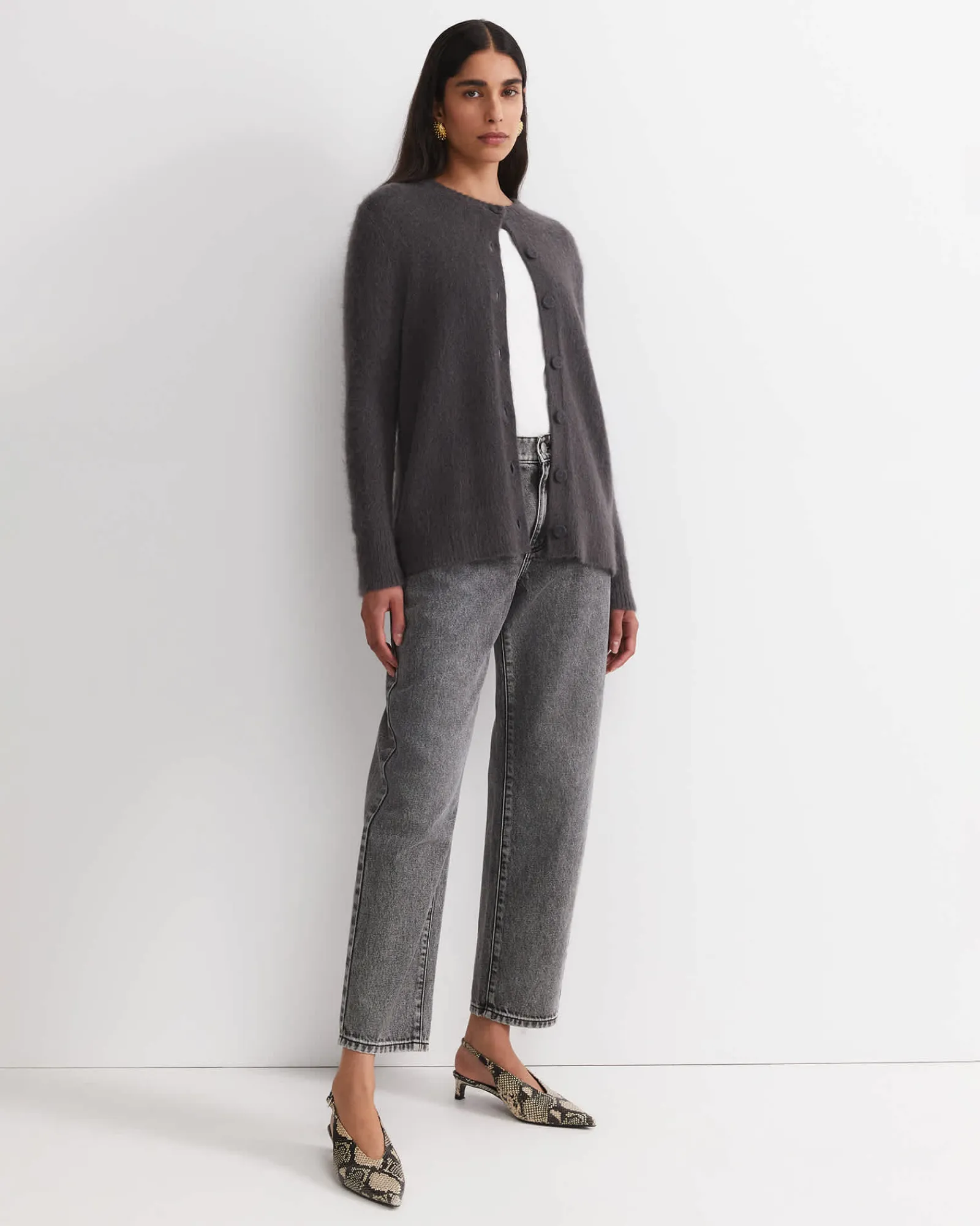 Outlet Sportscraft Tatiana Mohair Long Cardigan in Dark Charcoal DarkCharcoal