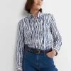 Clearance Sportscraft Tina Stripe Lily Voile Shirt in Navywhite Navy/white