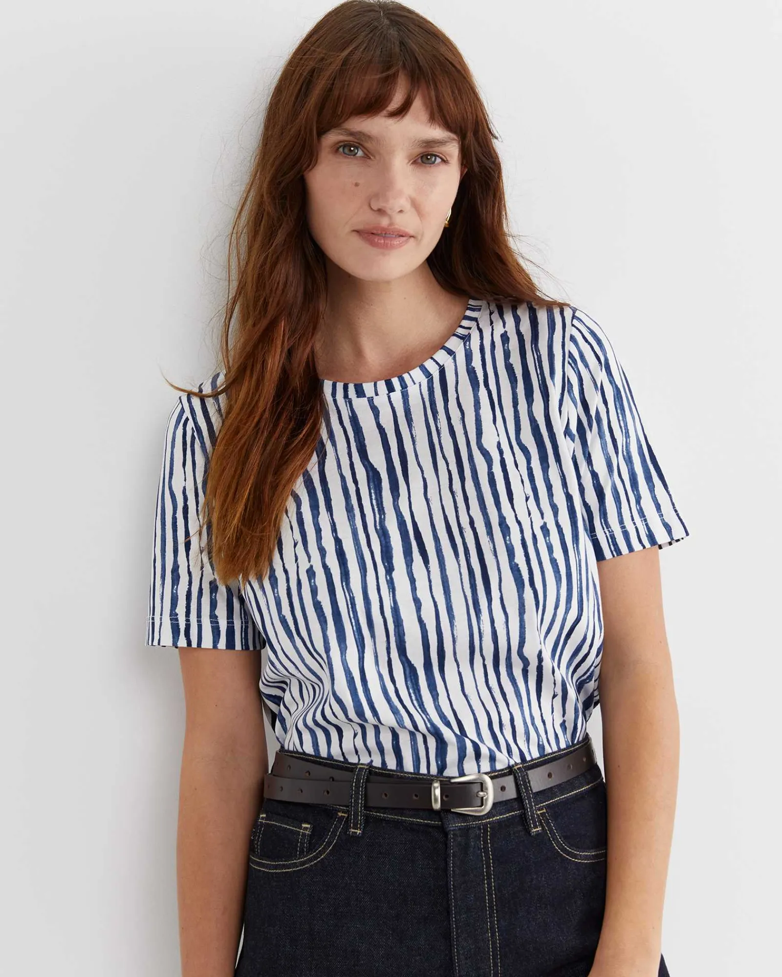 New Sportscraft Tina Stripe Mercerised Tee in Navywhite Navy/white