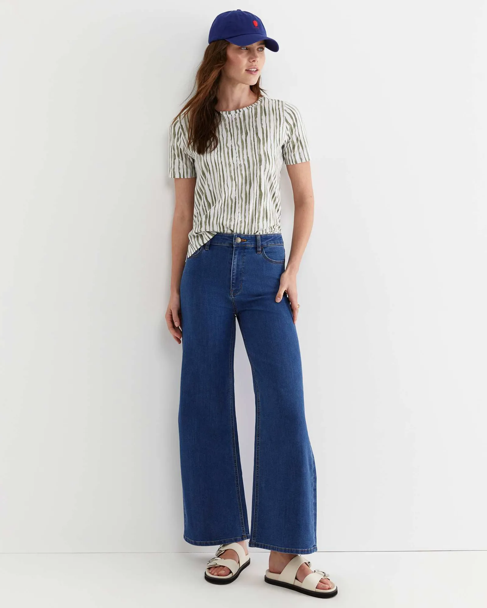Discount Sportscraft Tina Stripe Mercerised Tee in Whitekhaki White/khaki