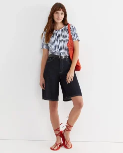 New Sportscraft Tina Stripe Mercerised Tee in Navywhite Navy/white