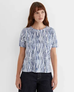 New Sportscraft Tina Stripe Mercerised Tee in Navywhite Navy/white