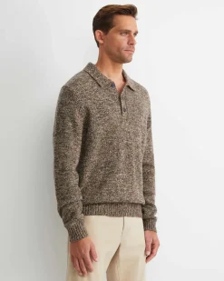 Discount Sportscraft Todd Knit Polo in Brown Multi BrownMulti