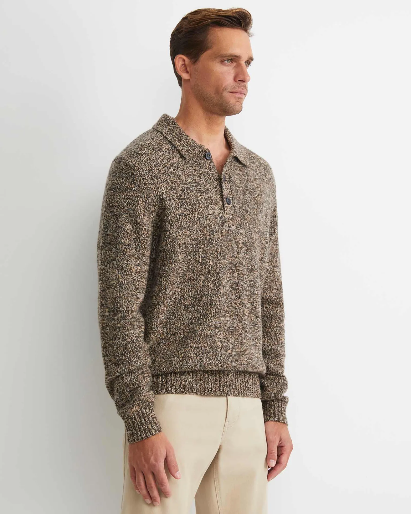 Discount Sportscraft Todd Knit Polo in Brown Multi BrownMulti