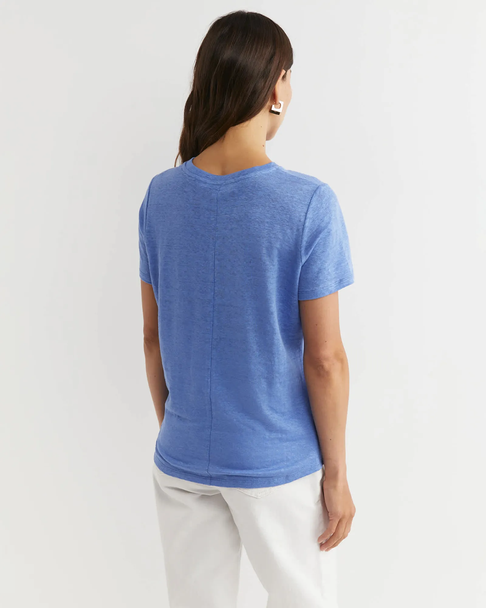 Sale Sportscraft Tonia Crew Neck Linen Tee in Belle Blue BelleBlue
