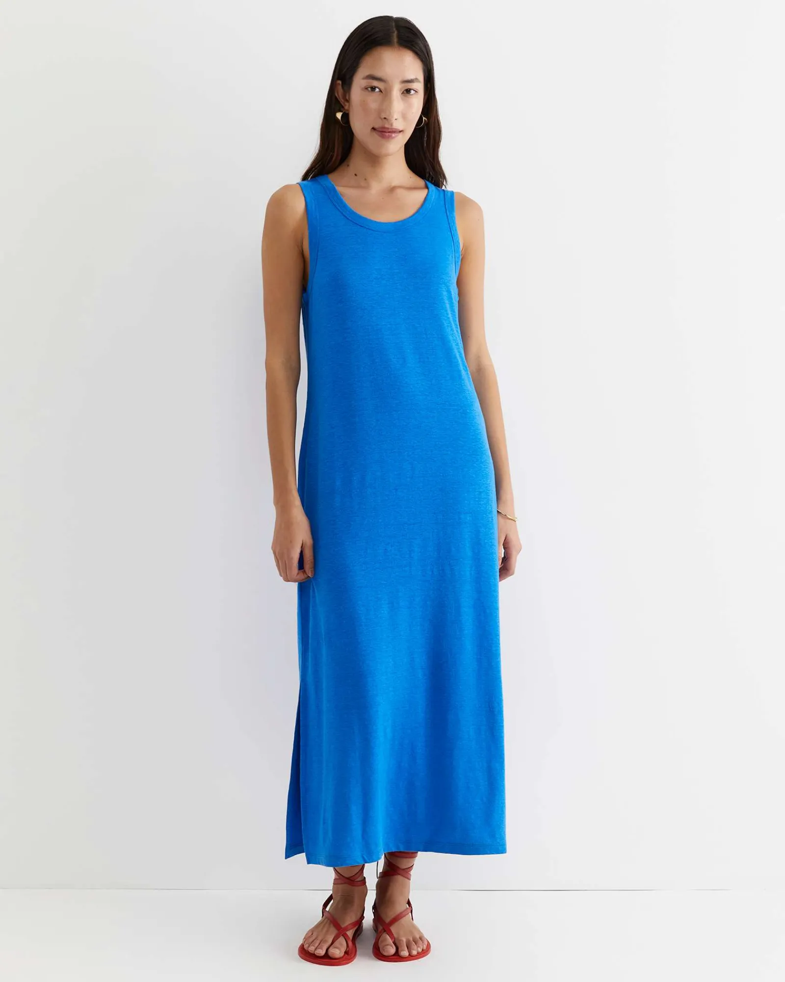 Hot Sportscraft Tonia Linen Tank Midi Dress in Peacock