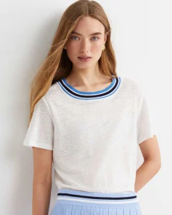 Hot Sportscraft Tonia Rib Neck Short Sleeve Tee in Whitemulti White/multi