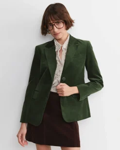 Sale Sportscraft Valentina Single Breasted Velvet Blazer in Sage