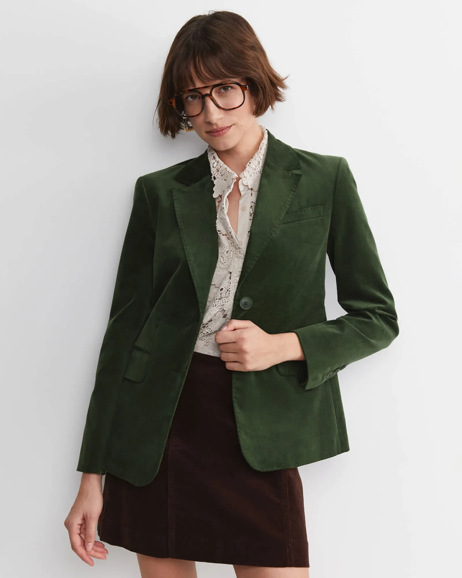 Sale Sportscraft Valentina Single Breasted Velvet Blazer in Sage