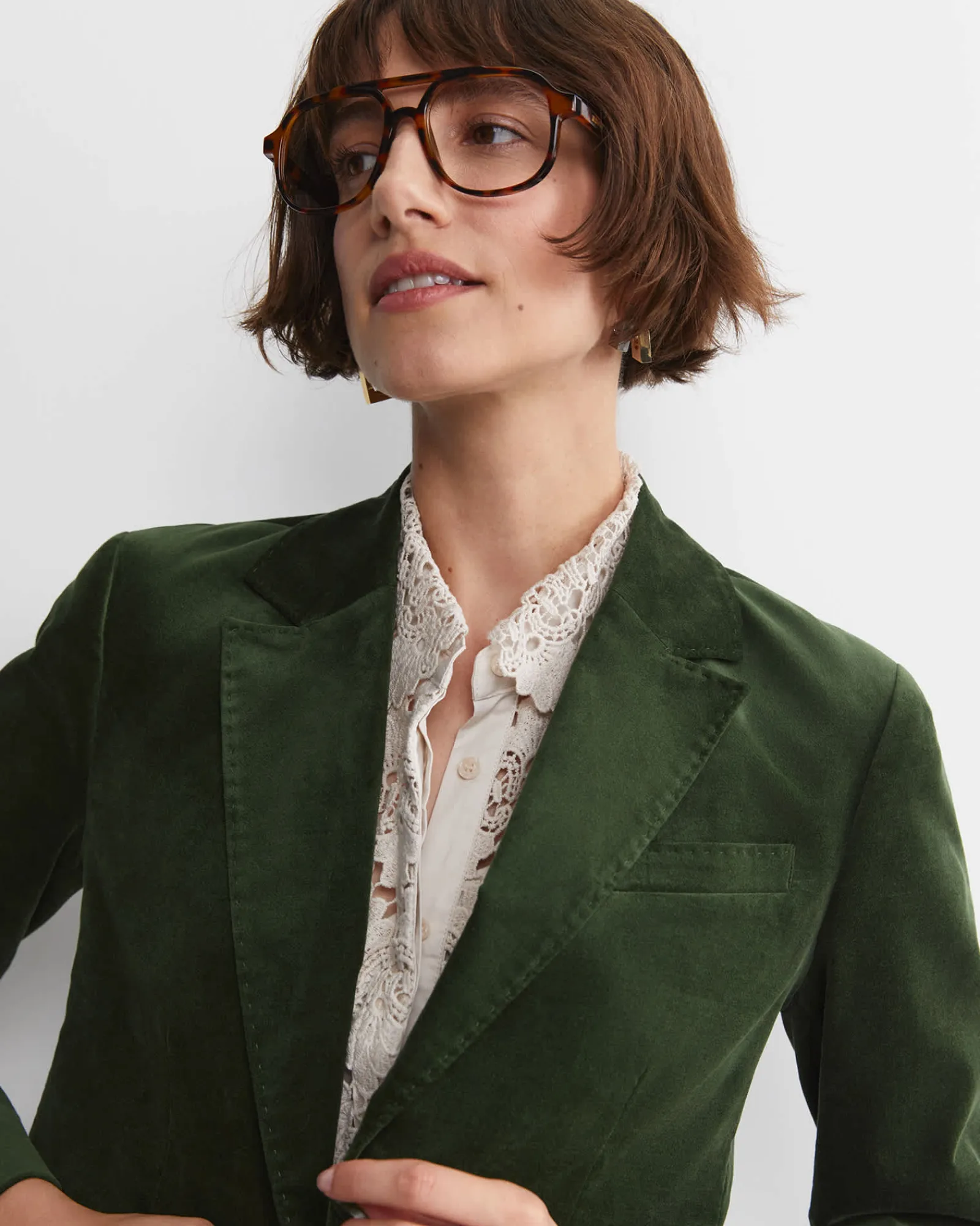 Sale Sportscraft Valentina Single Breasted Velvet Blazer in Sage