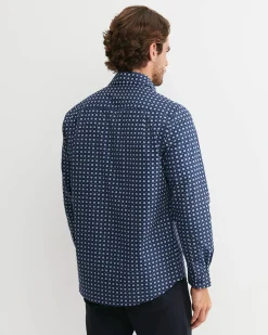 Hot Sportscraft William Long Sleeve Print Shirt in Navy