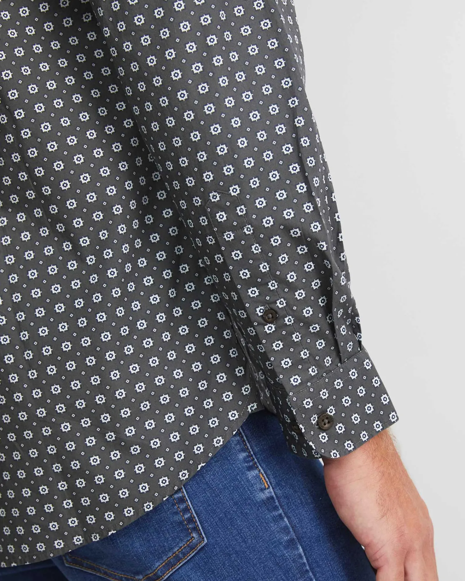 Sale Sportscraft William Long Sleeve Print Shirt in Khaki