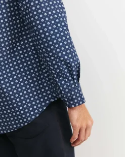 Hot Sportscraft William Long Sleeve Print Shirt in Navy