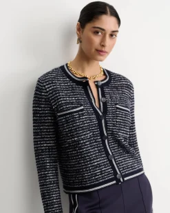 Fashion Sportscraft Wool Cotton Lady Jacket in Navywhite Navy/white