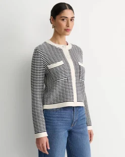 Clearance Sportscraft Wool Cotton Lady Jacket in Whitenavy White/navy