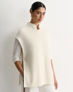 Discount Sportscraft Wool Cotton Open Vest in Winter White WinterWhite