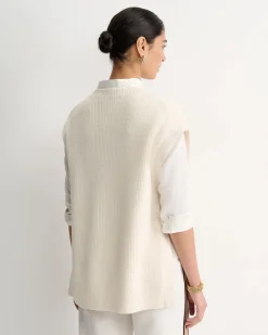 Discount Sportscraft Wool Cotton Open Vest in Winter White WinterWhite