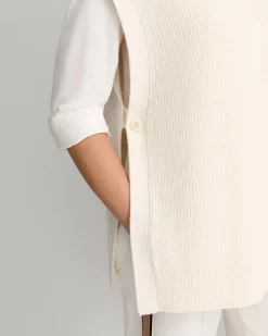 Discount Sportscraft Wool Cotton Open Vest in Winter White WinterWhite