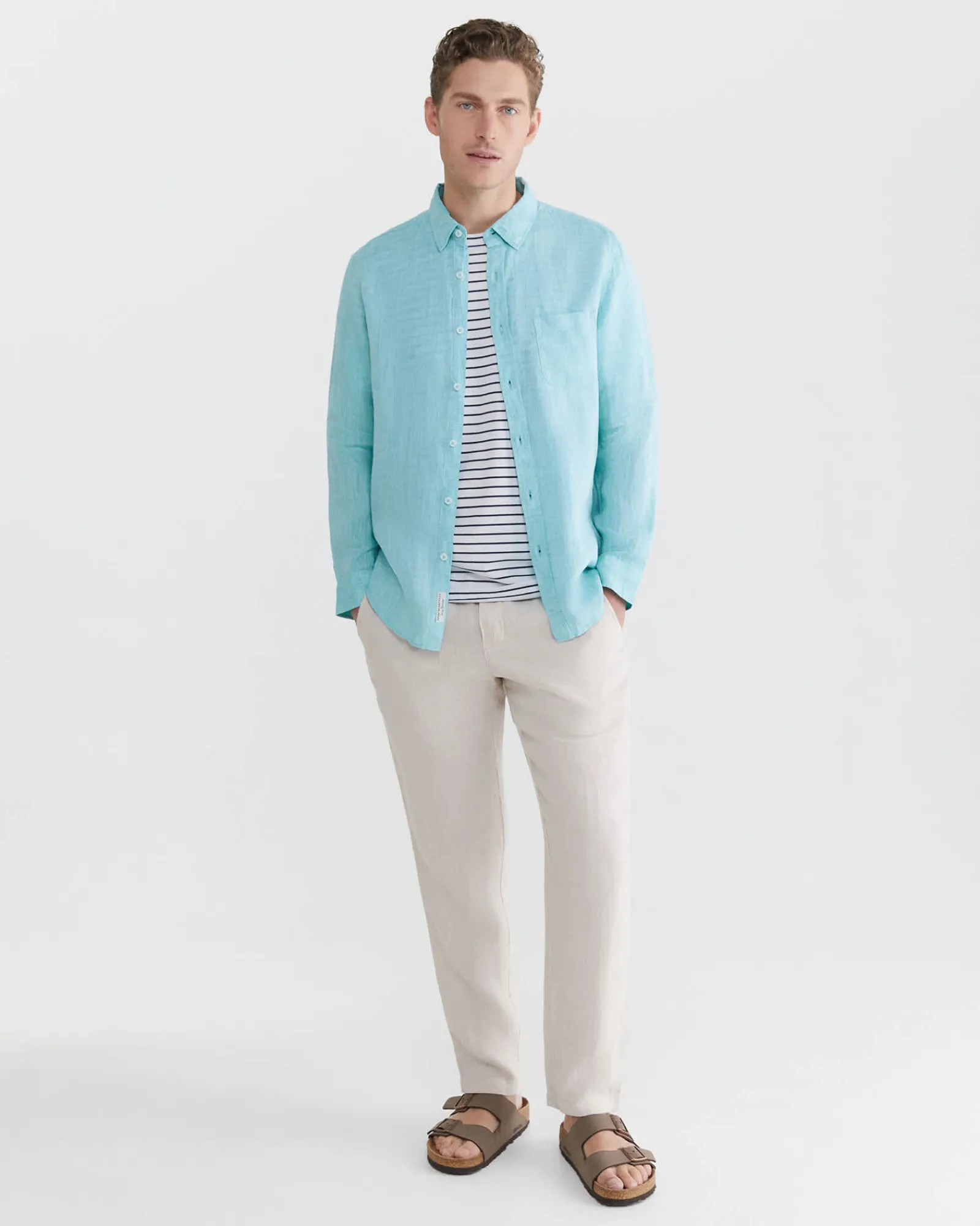 Discount Sportscraft Yard Dyed Linen Shirt in Teal