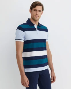 Clearance Sportscraft Yarra Polo in Blue Multi BlueMulti