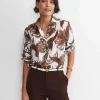 Outlet Sportscraft Zinnia Cotton Silk Shirt in Ivorybrown Ivory/brown