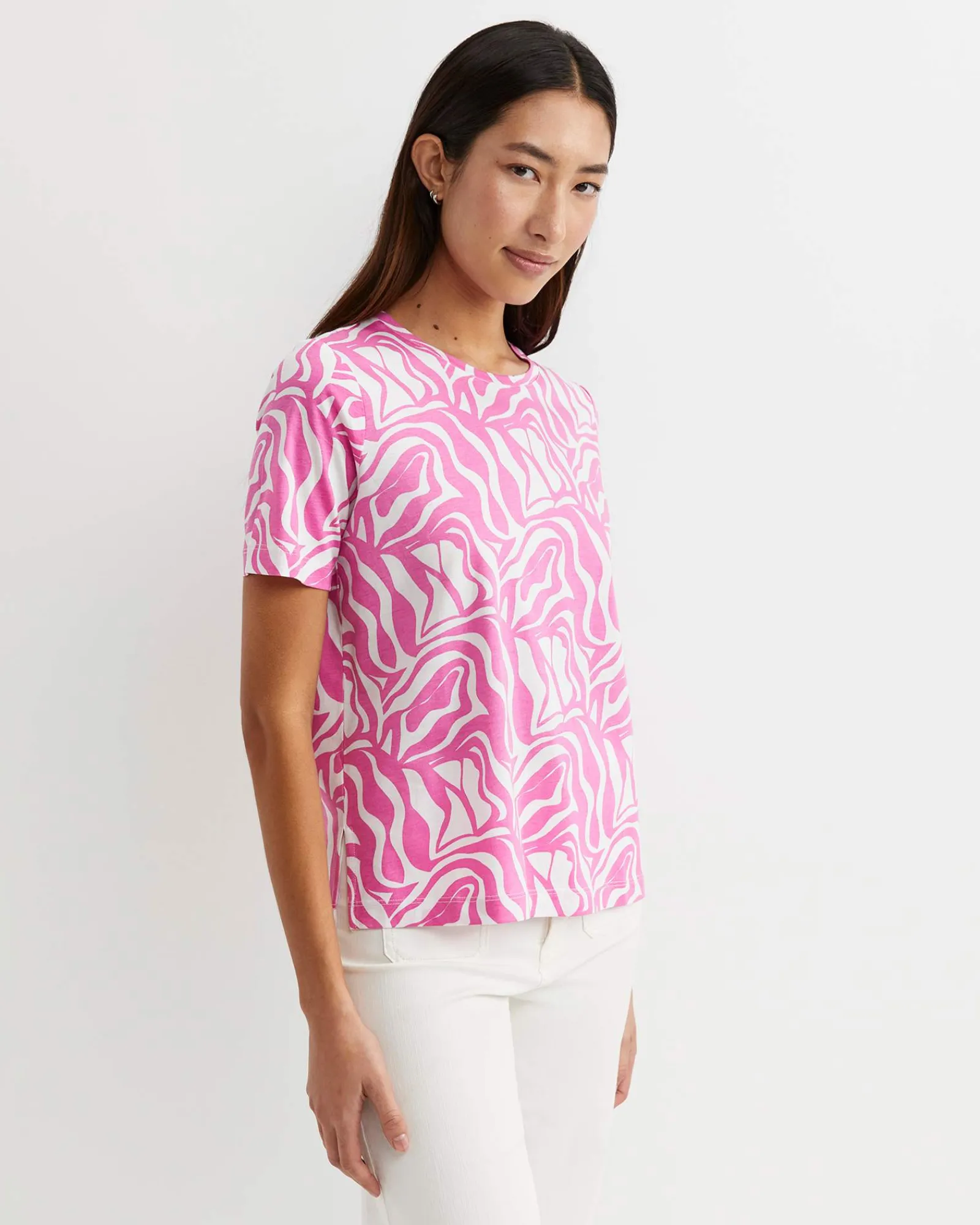 Discount Sportscraft Zola Short Sleeve Mercerised Tee in Pinkwhite Pink/white